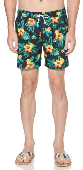 Dark Sapphire Original Penguin Floral Elastic Volley Swim Shorts