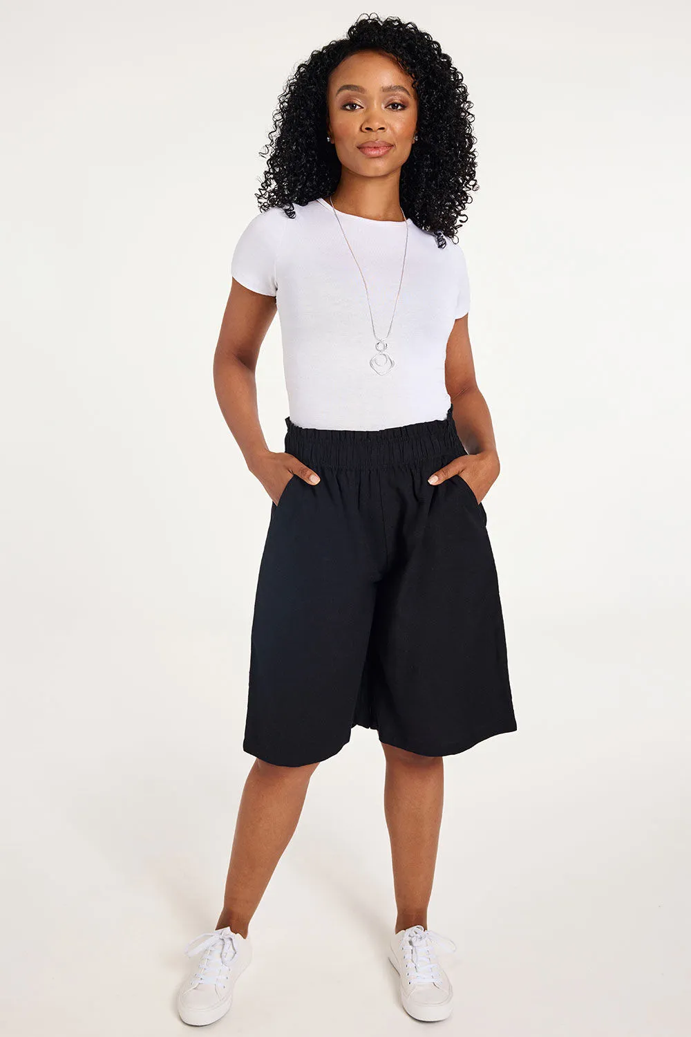 Linen Shorts with Paperbag Waist