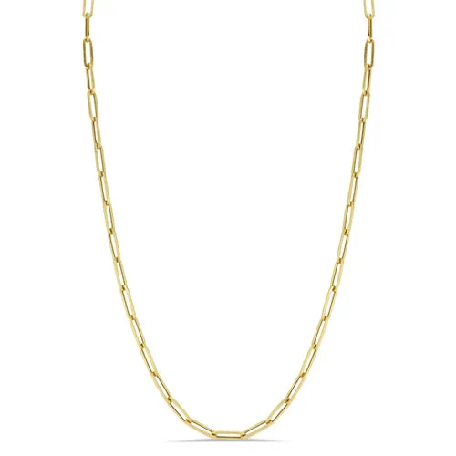 Paperclip Chain Necklace 14k Yellow Gold 18