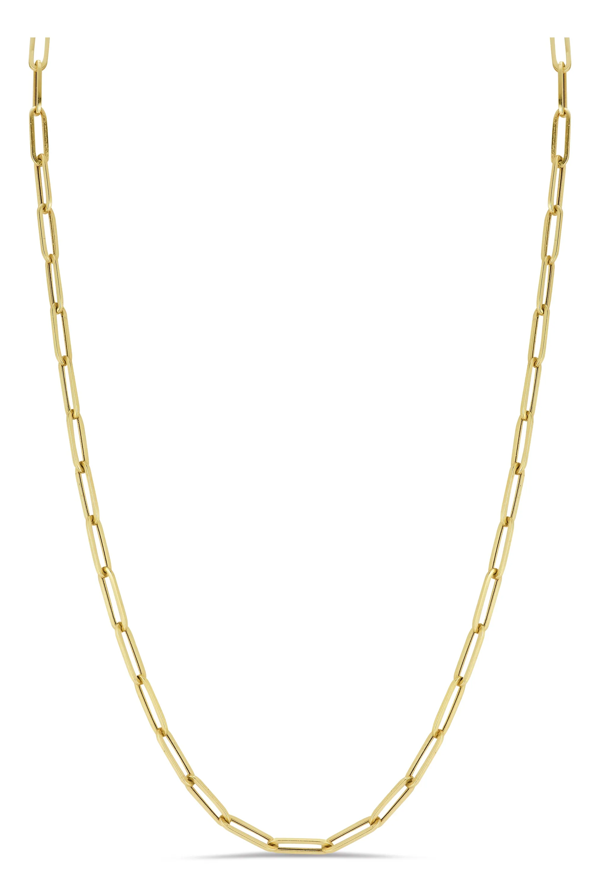 Paperclip Chain Necklace 14k Yellow Gold 18