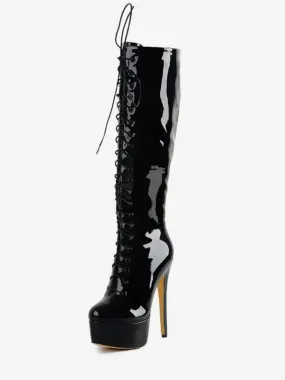 Platform Knee High Stiletto Heel Boots