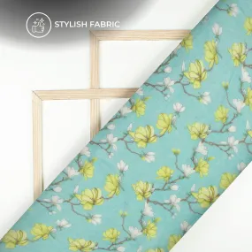 Green Floral Chiffon Fabric - Bemberg Digital Print