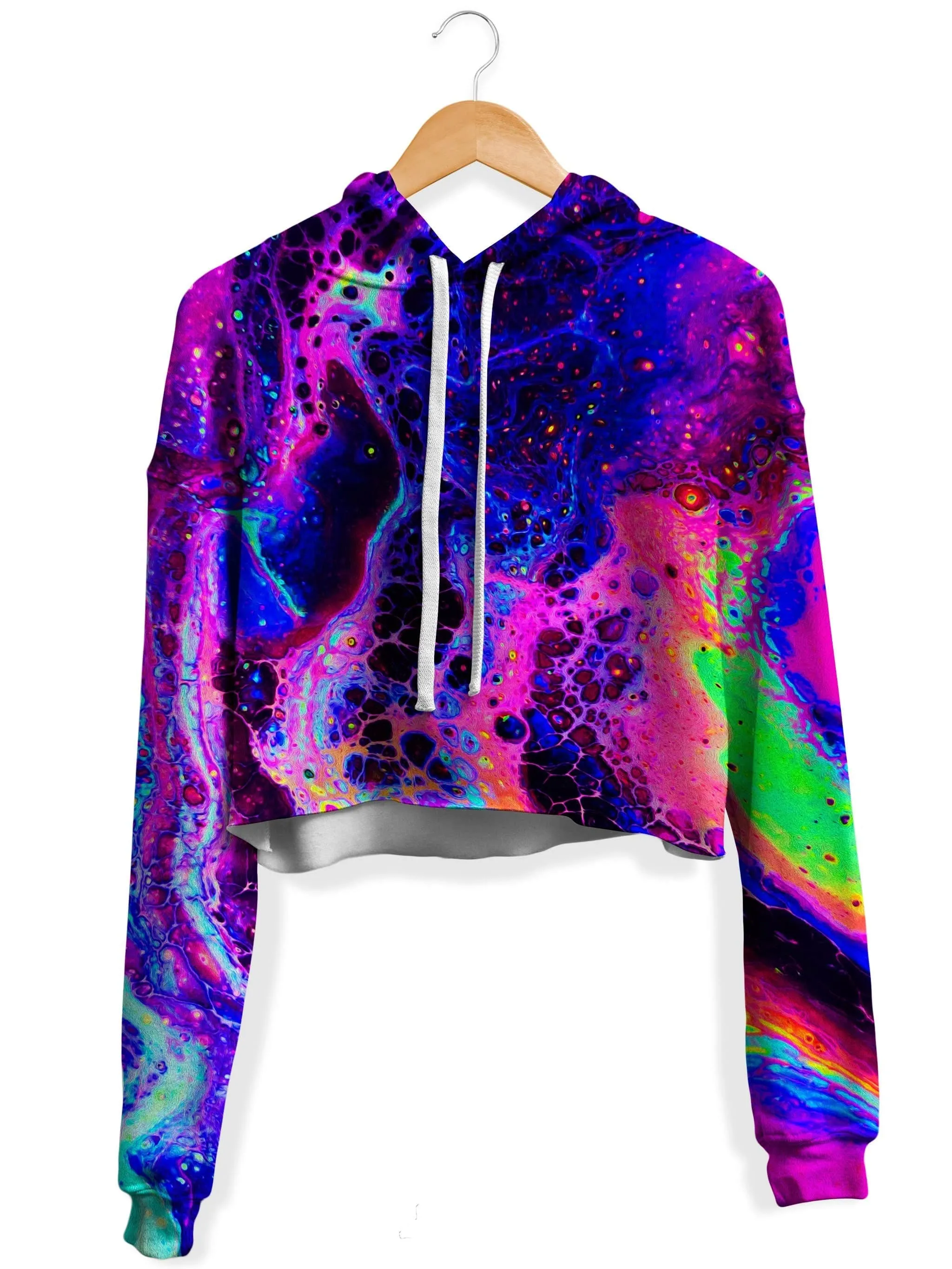 Psychedelic Fleece Hoodie Crop Top