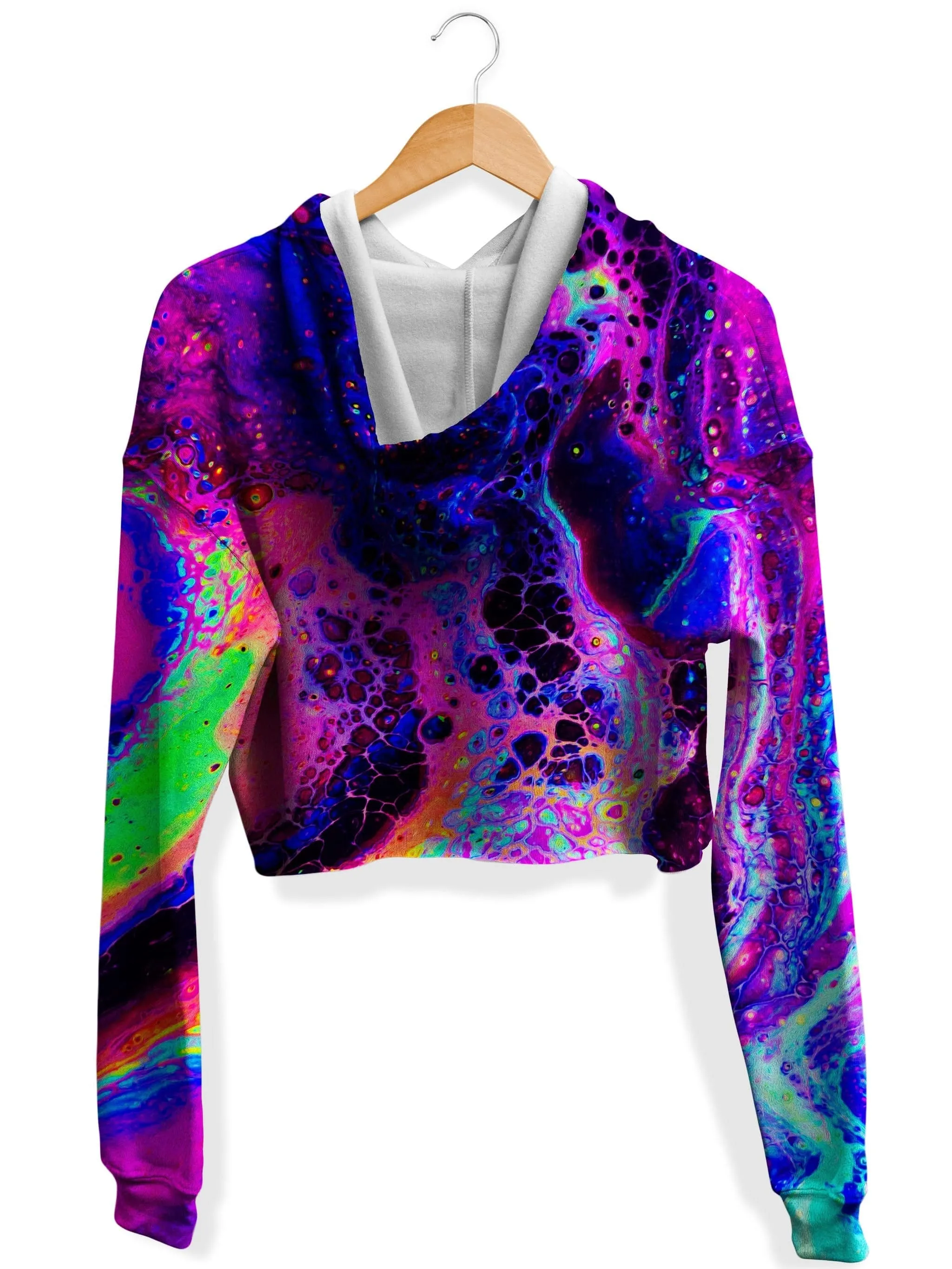 Psychedelic Fleece Hoodie Crop Top