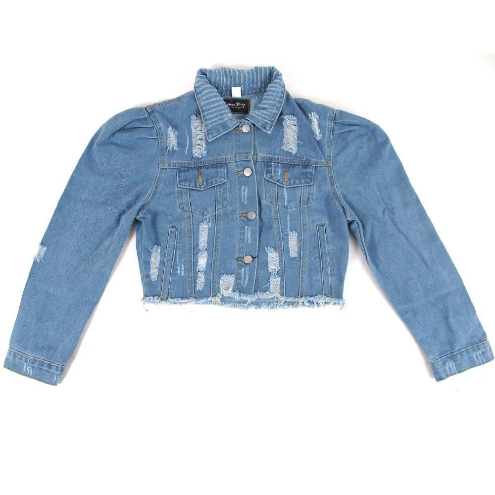 Puffed Sleeve Denim Jacket - Riley