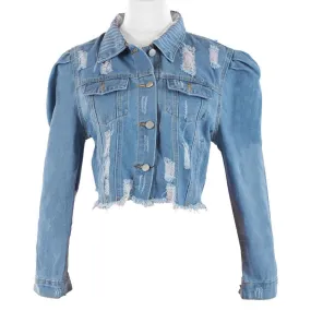 Puffed Sleeve Denim Jacket - Riley