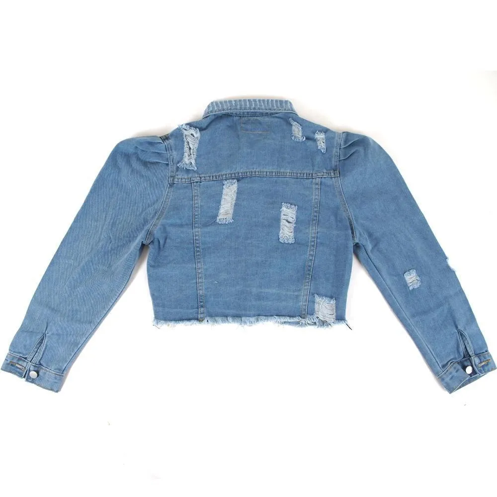 Puffed Sleeve Denim Jacket - Riley