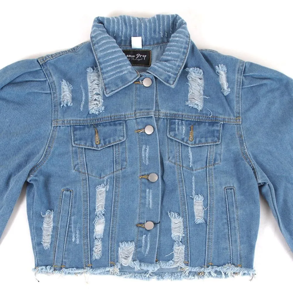 Puffed Sleeve Denim Jacket - Riley