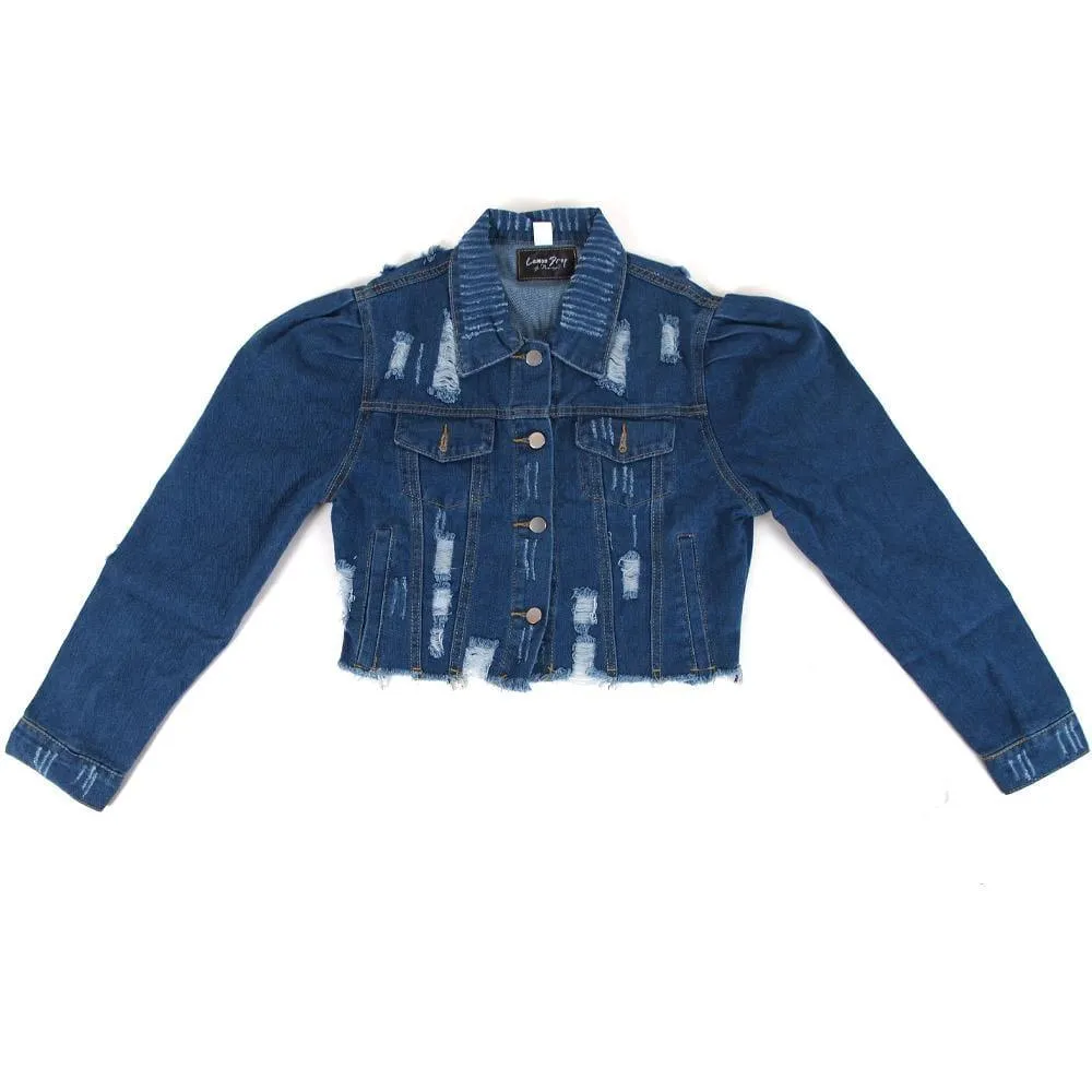 Puffed Sleeve Denim Jacket - Riley