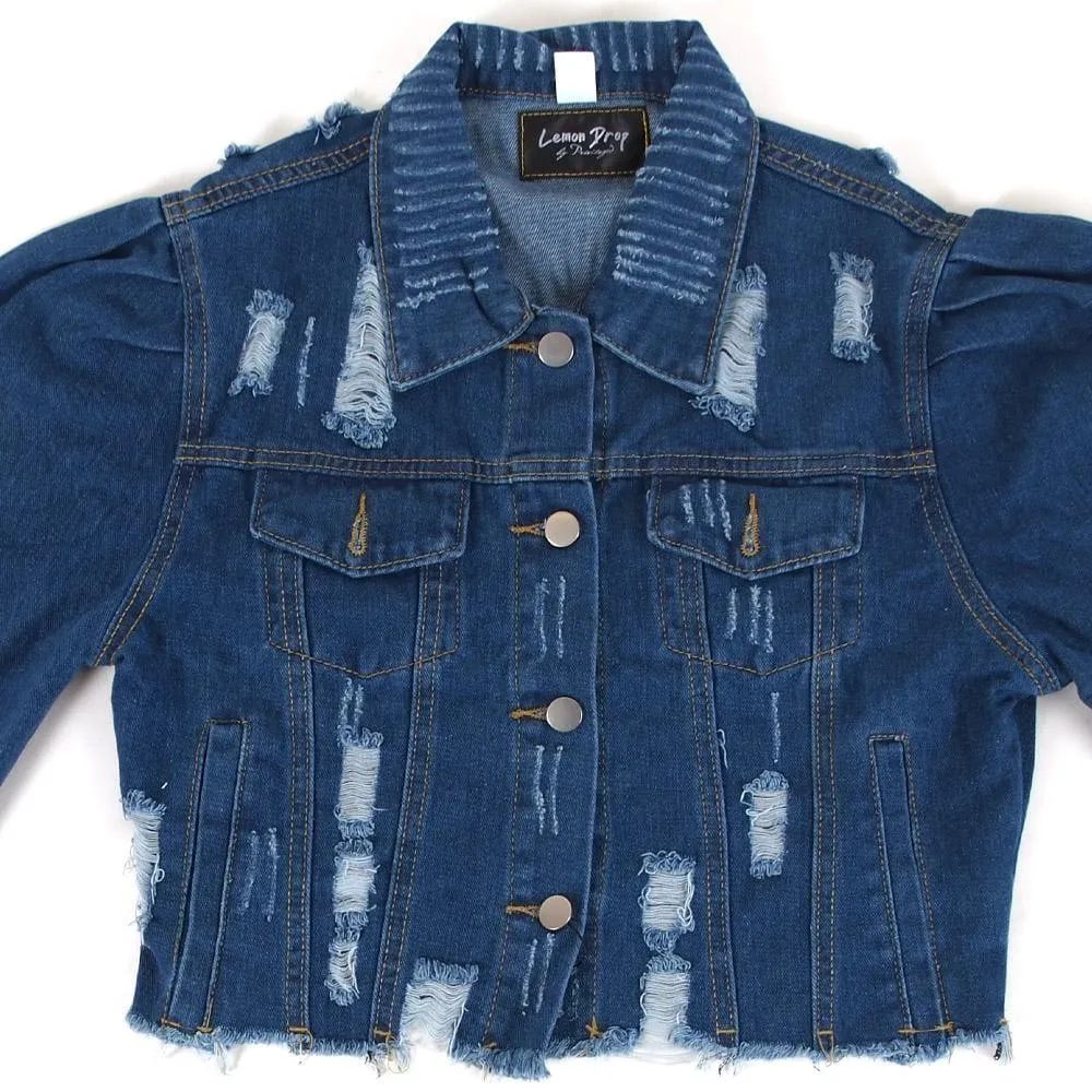 Puffed Sleeve Denim Jacket - Riley