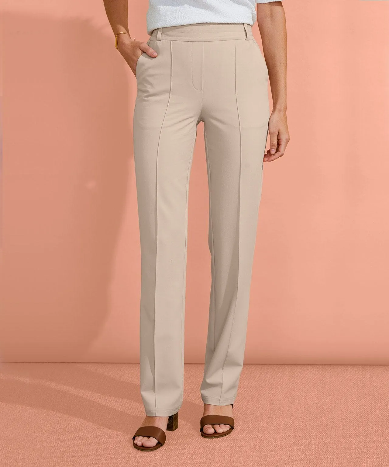 Pull-on Straight-leg Pants