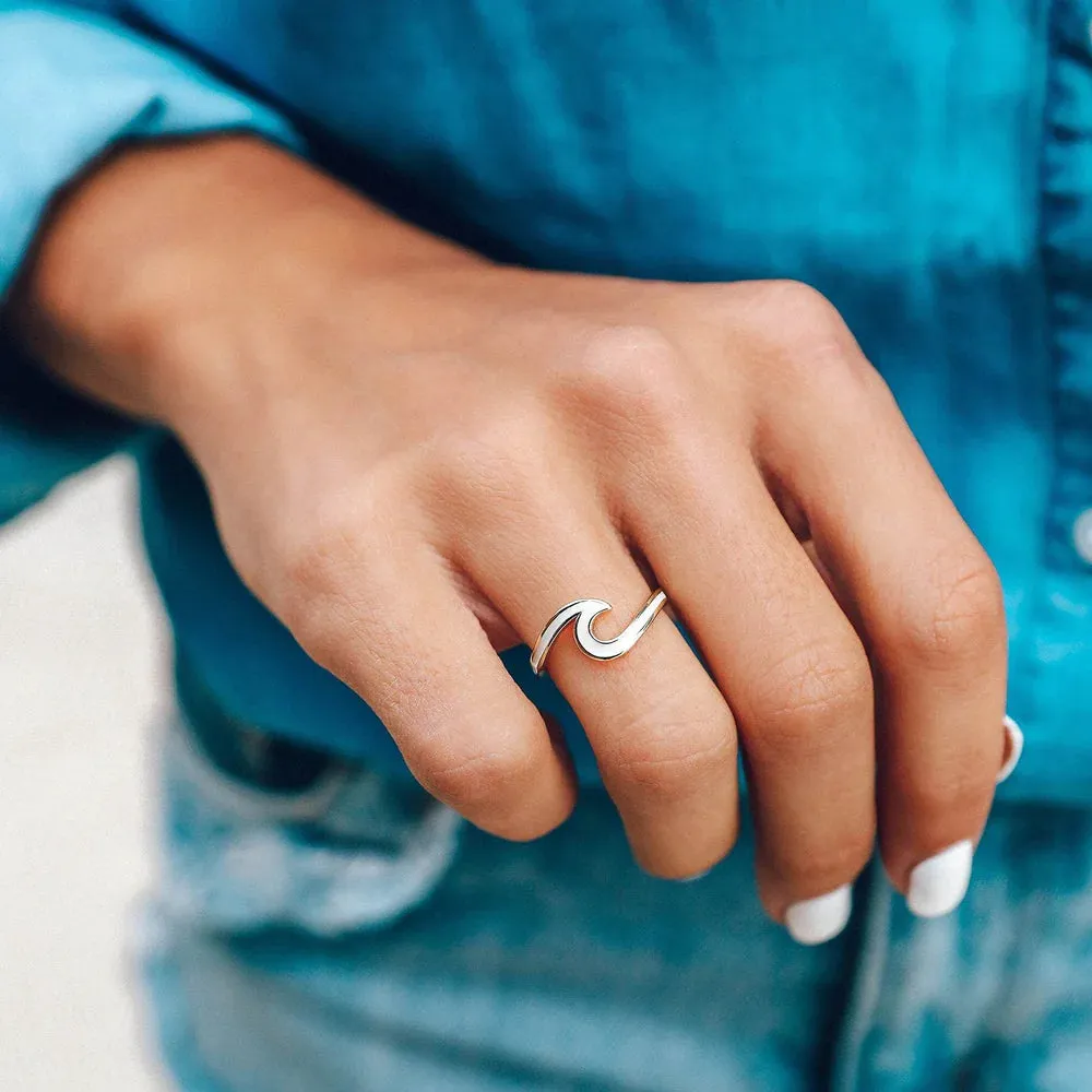 PURA VIDA ENAMEL WAVE RING - GOLD - SIZE 8