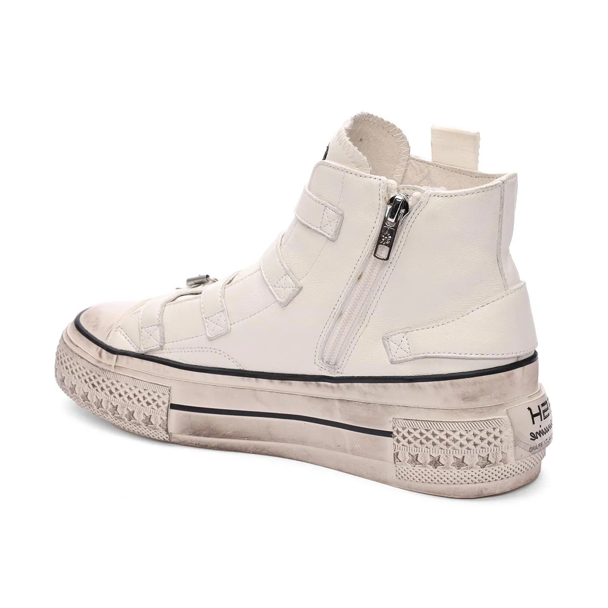 Rainbow Leather High Top Sneaker with Buckle