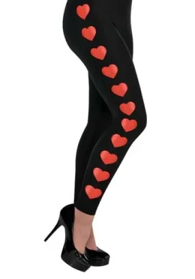 Red Heart Queen Leggings - Heart Pattern Red Queen Leggings