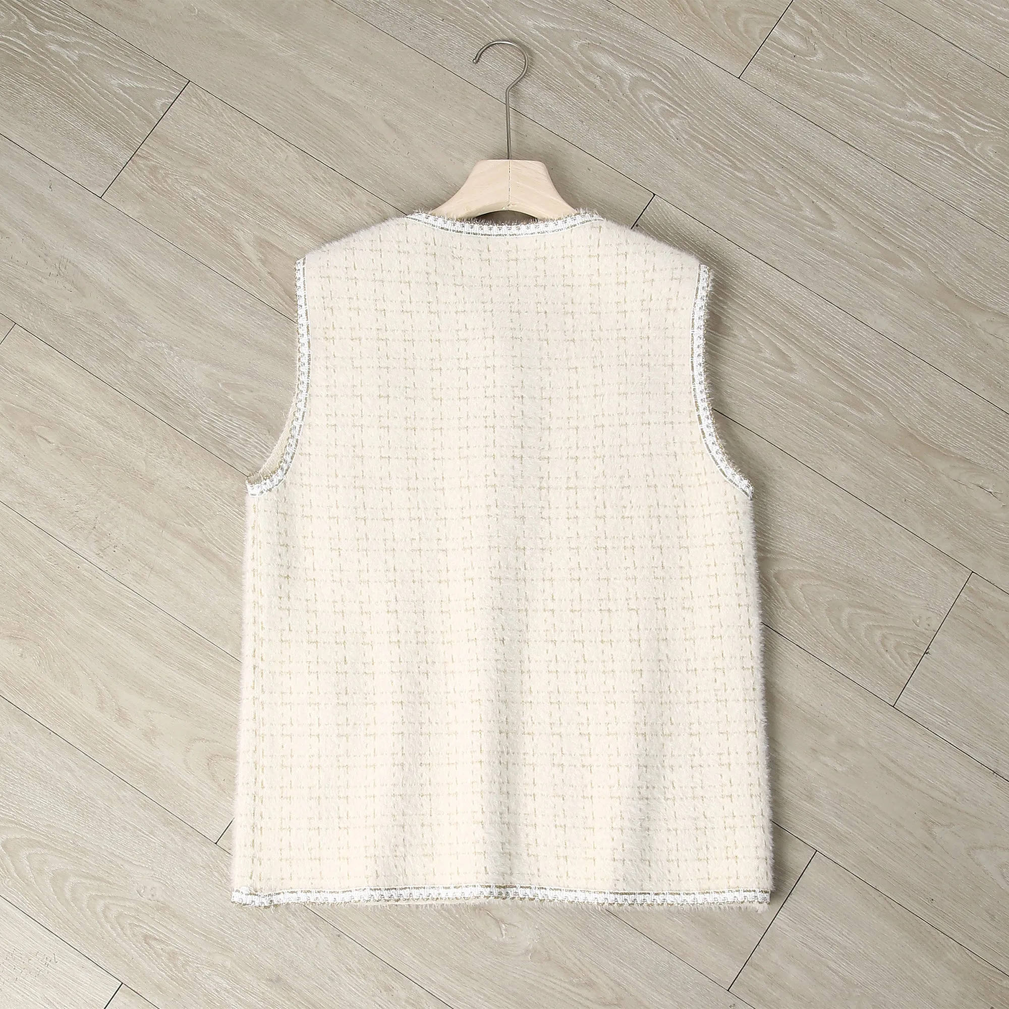 Women's Knit Sleeveless Vest Classic Fit Button S-M - RH4026