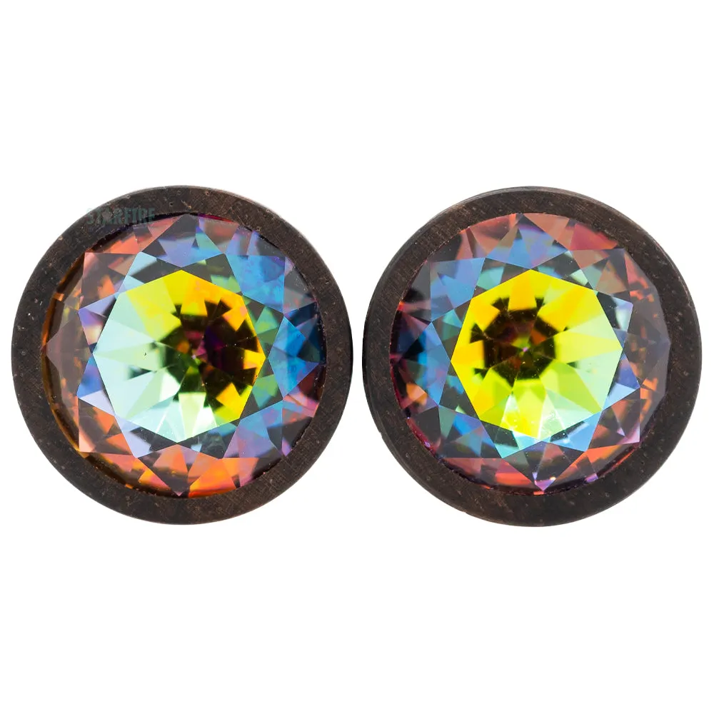 Round Swarovski Plugs in Wood - Vitrail