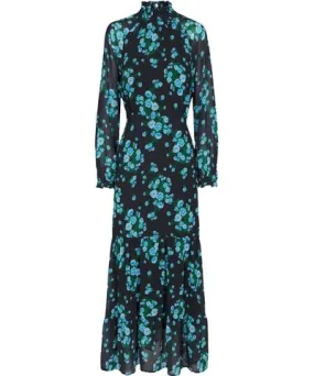 Women's Black Blue Long Sleeve Dress Ava