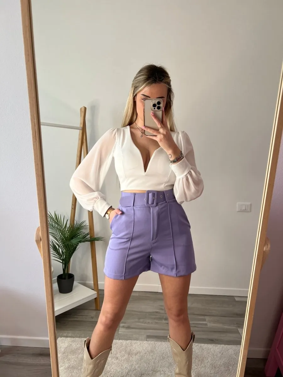 Shorts elasticizzati cintura viola