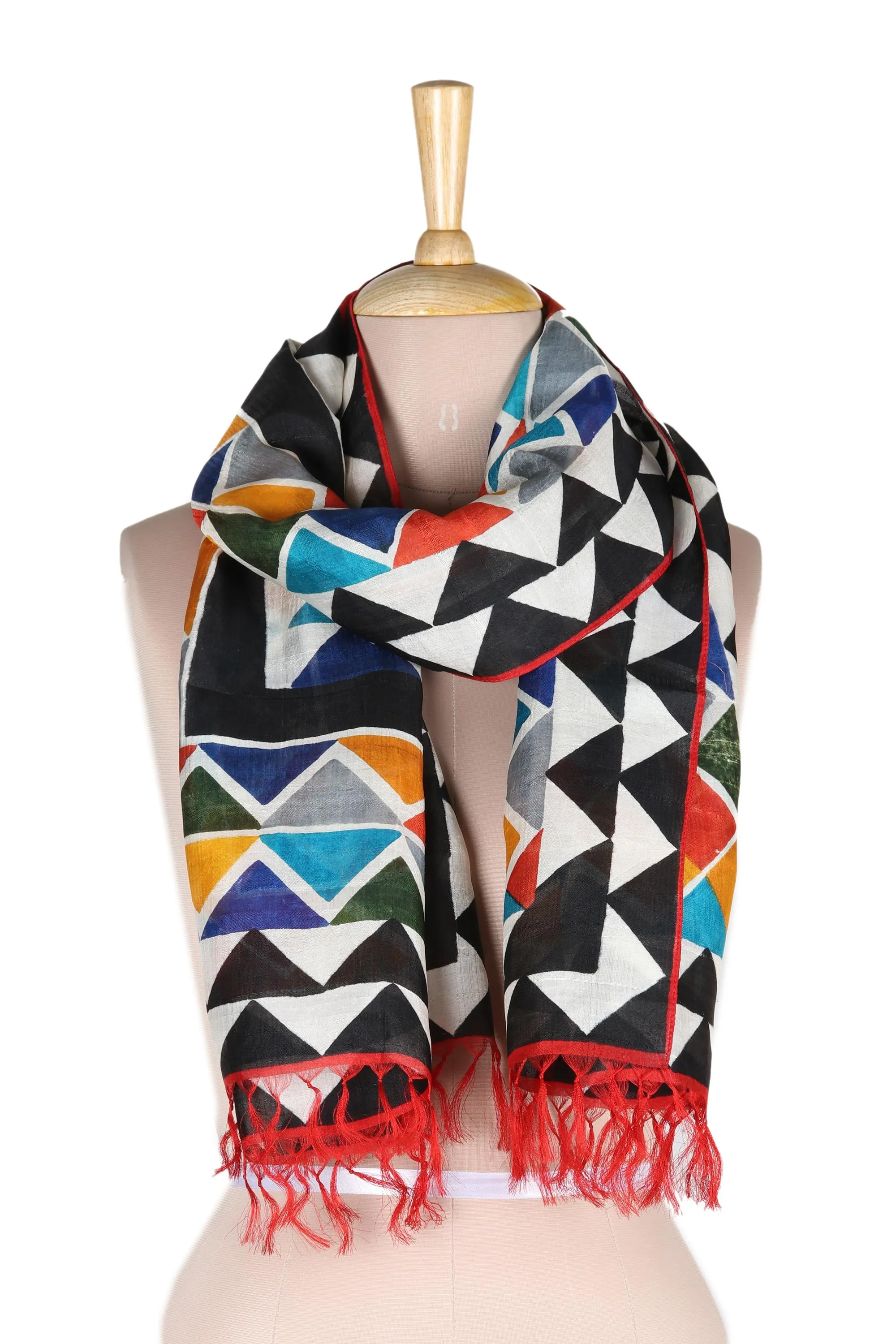 Silk Scarf - Hand Painted Hill Reflections - Multicolored