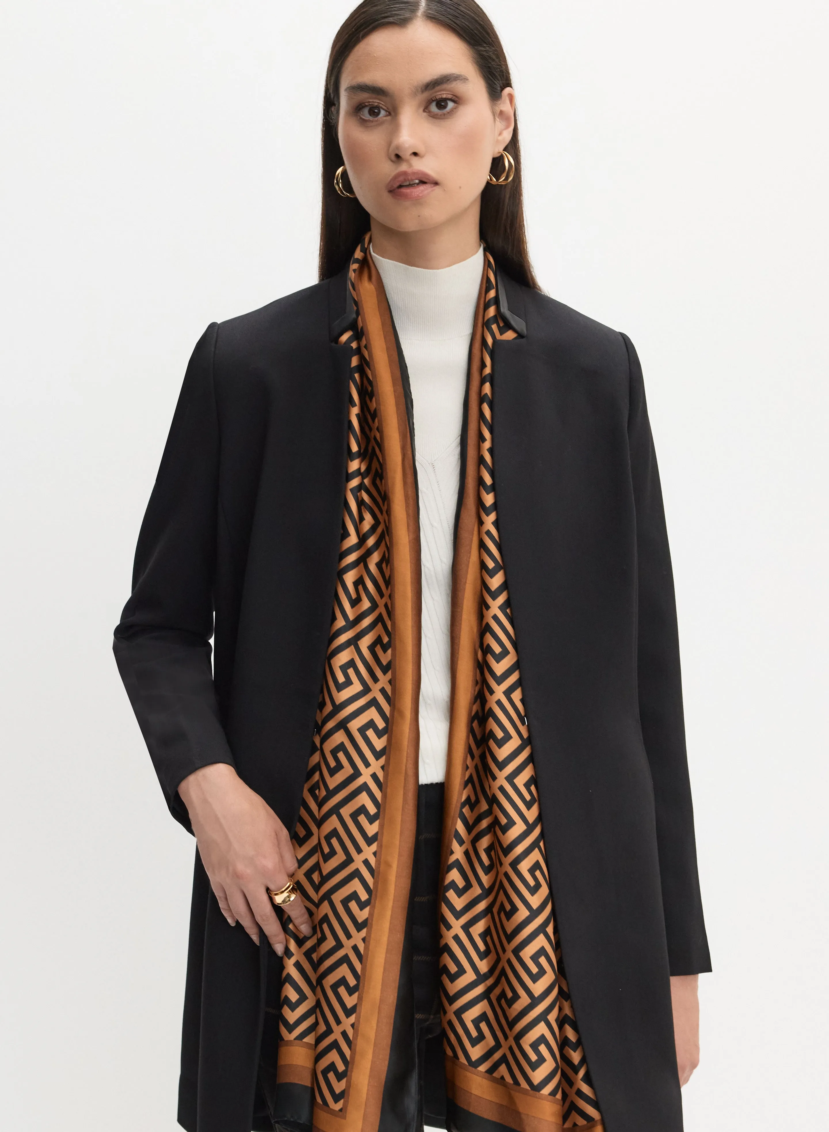 Silk Scarf with Geometric Pattern