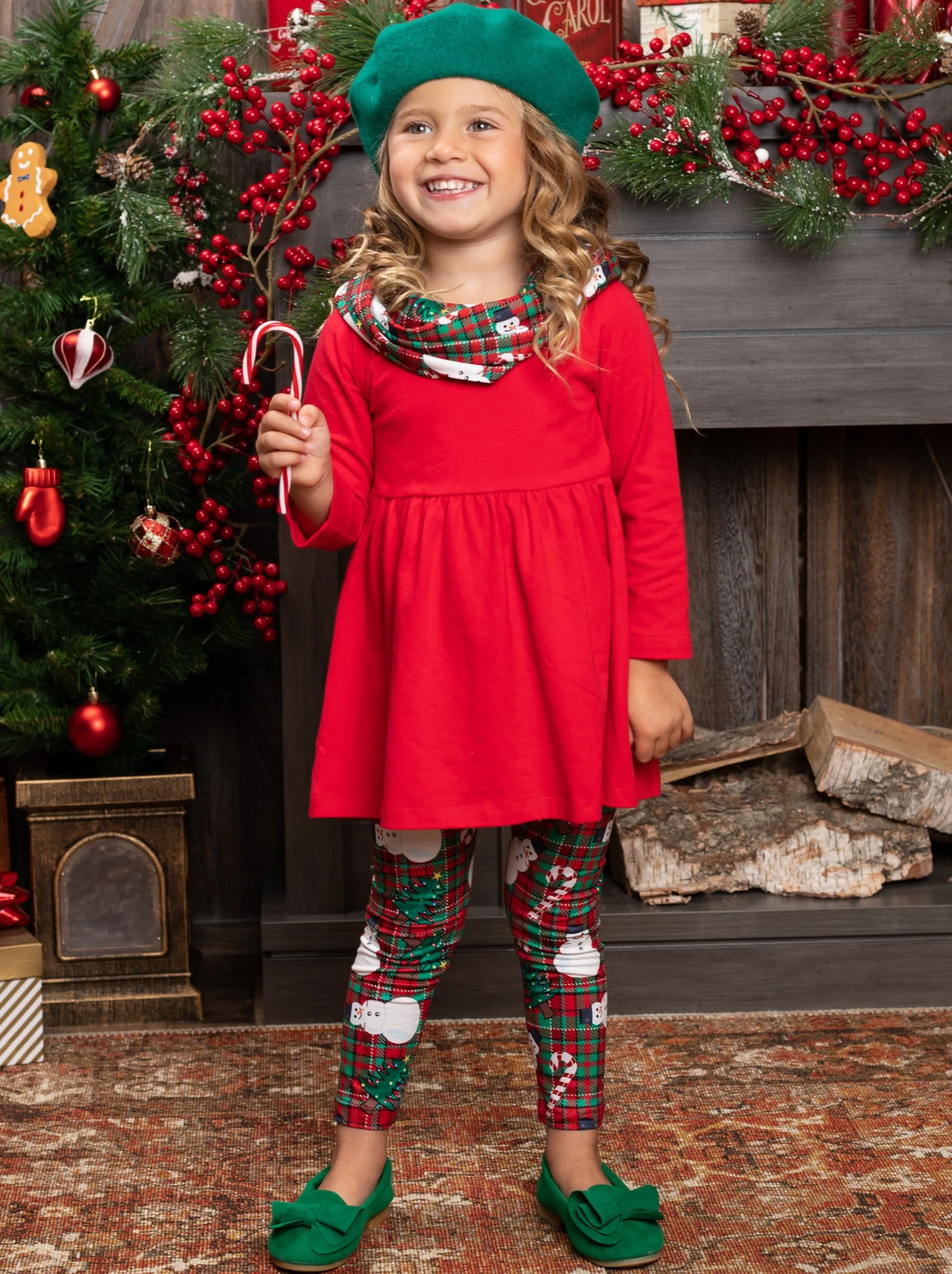 Snowmen Candy Canes Winter Outfit Set