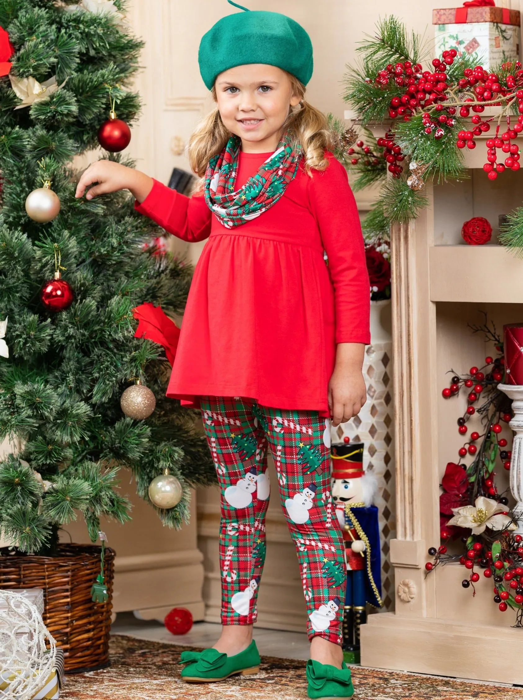 Snowmen Candy Canes Winter Outfit Set