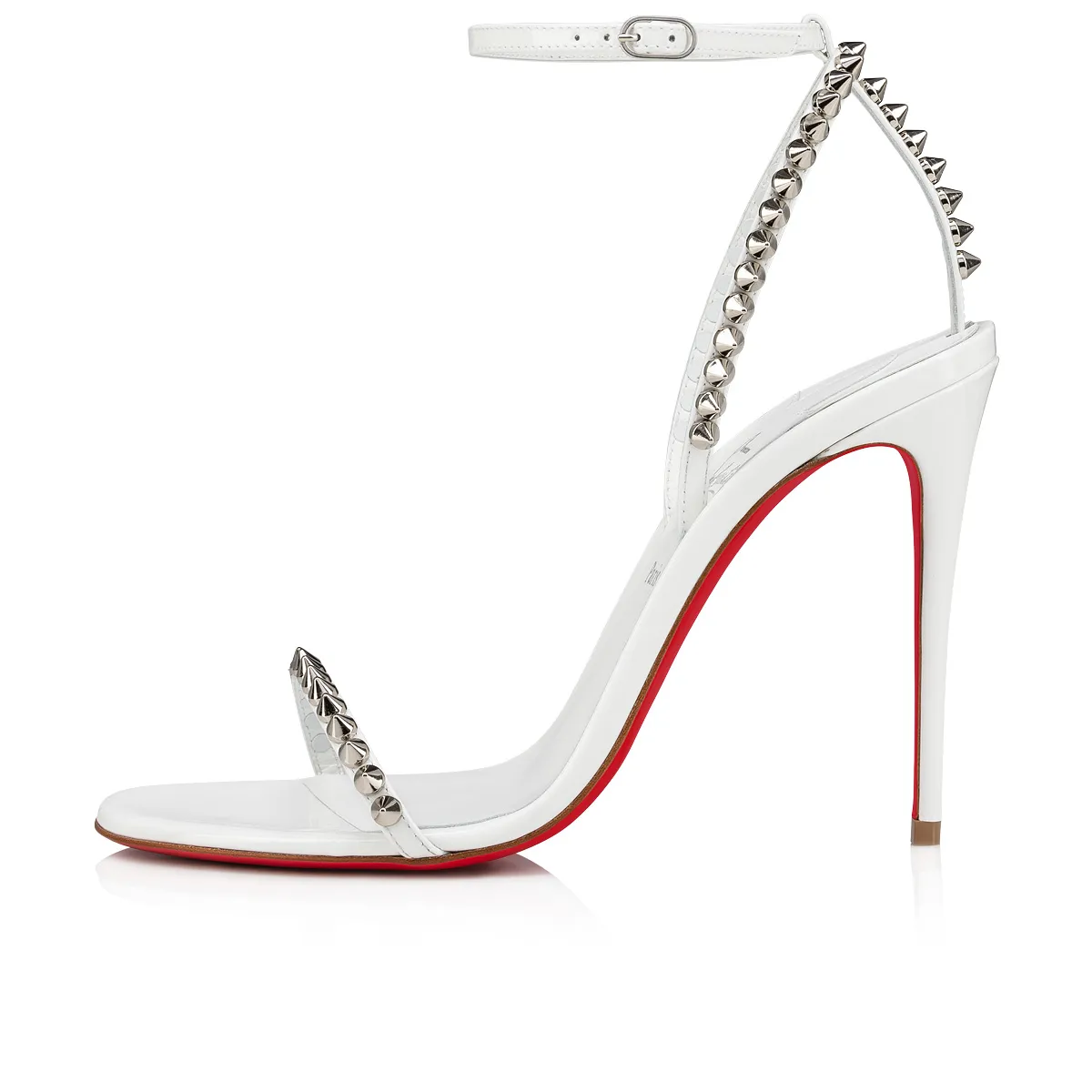 So Me 100mm Bianco Patent Calf Leather and Spikes Sandals for Women