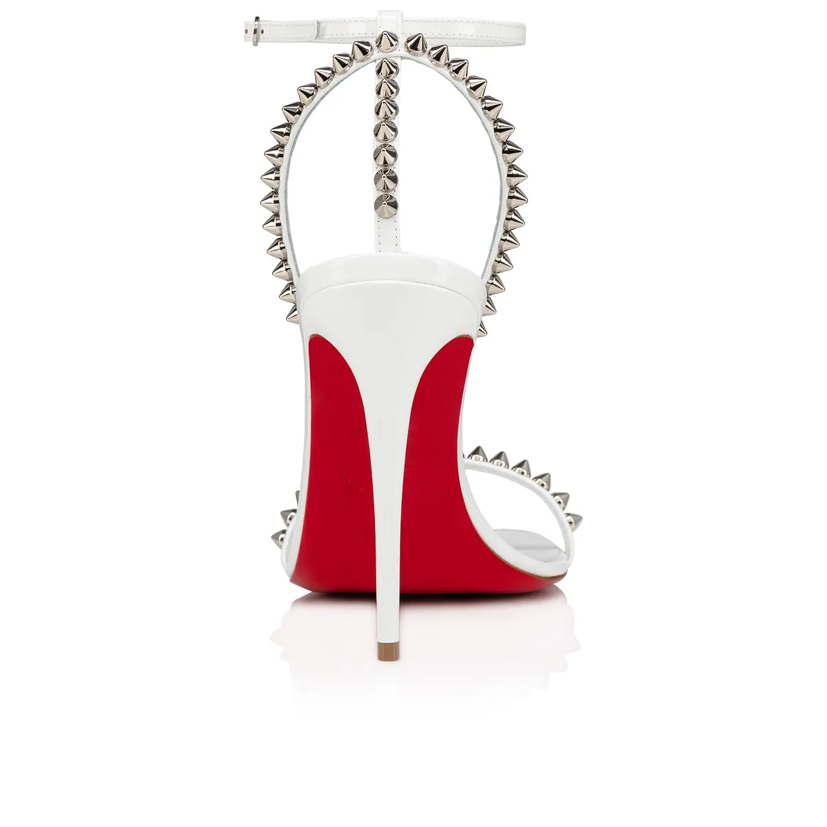 So Me 100mm Bianco Patent Calf Leather and Spikes Sandals for Women