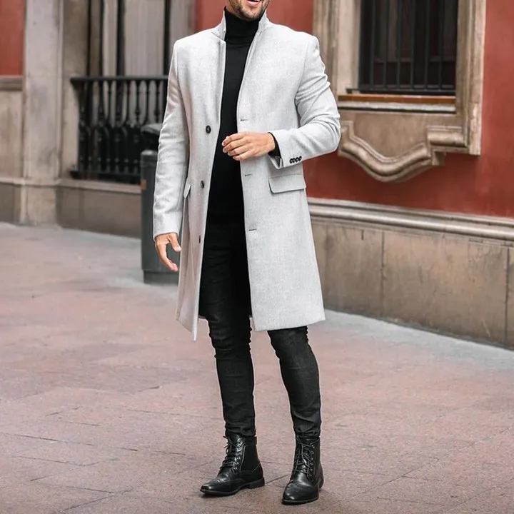 Solid Men's Business Collar Coat