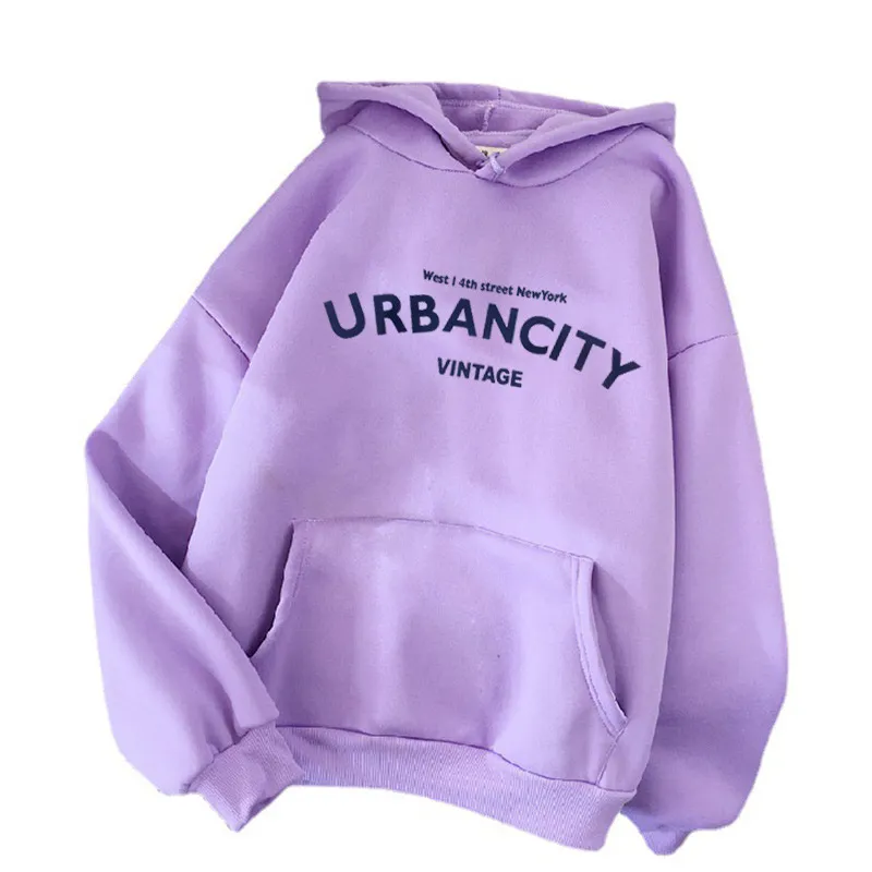 Streetwear Pullover Hoodie with Printed Letters for Women