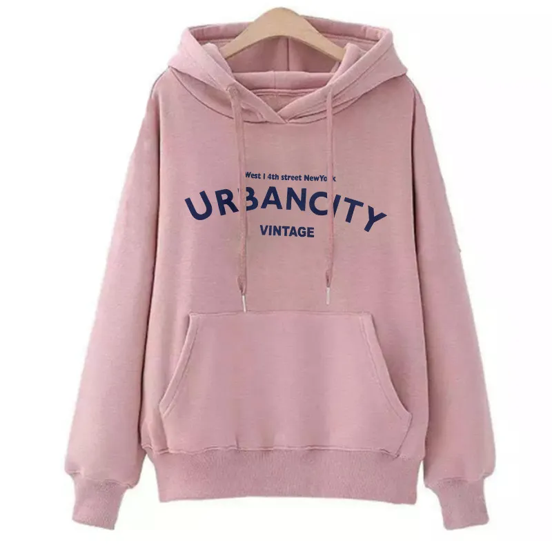 Streetwear Pullover Hoodie with Printed Letters for Women