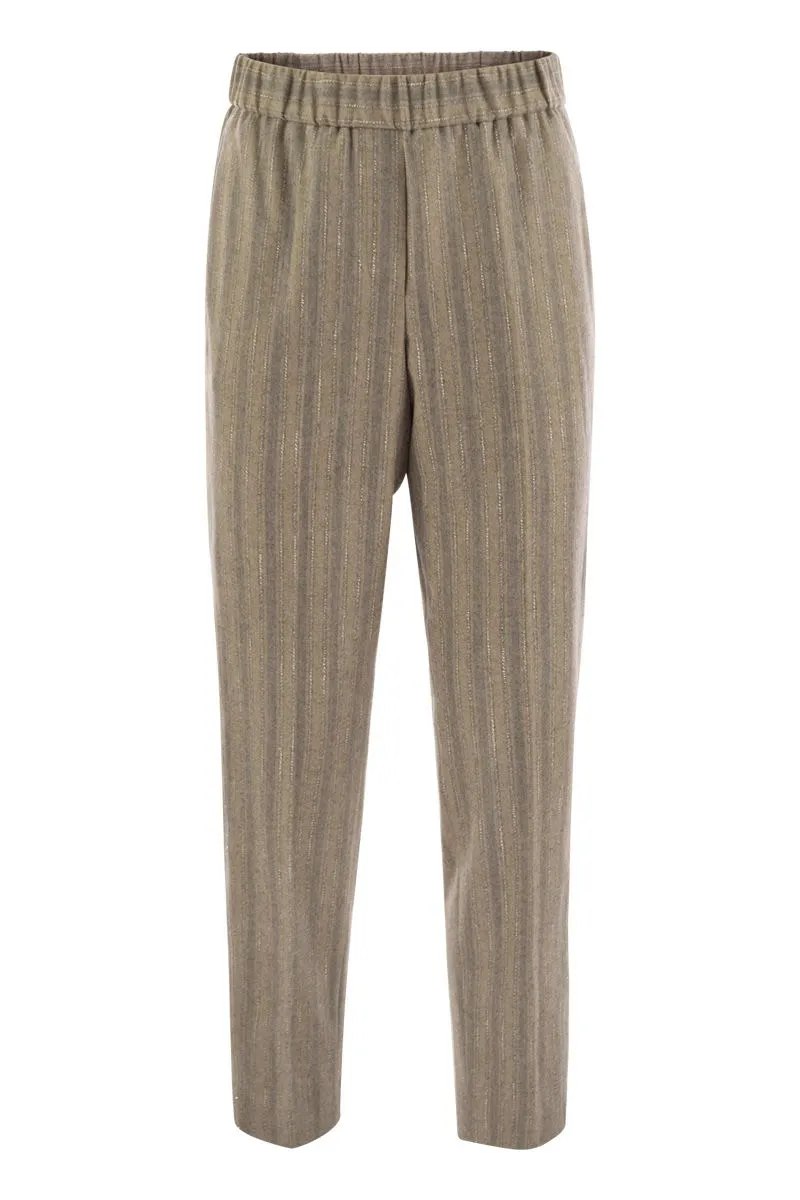 Striped Wool Blend Trousers