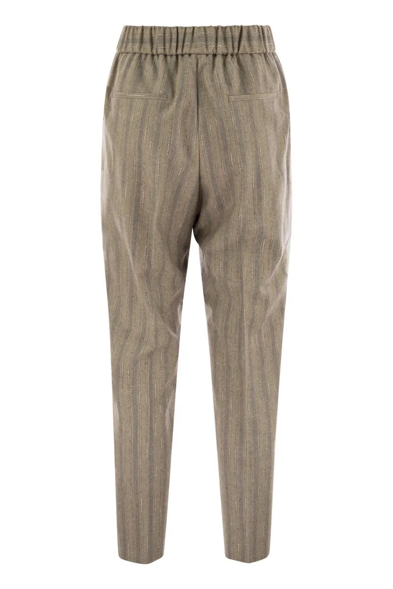 Striped Wool Blend Trousers