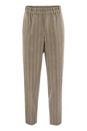 Striped Wool Blend Trousers