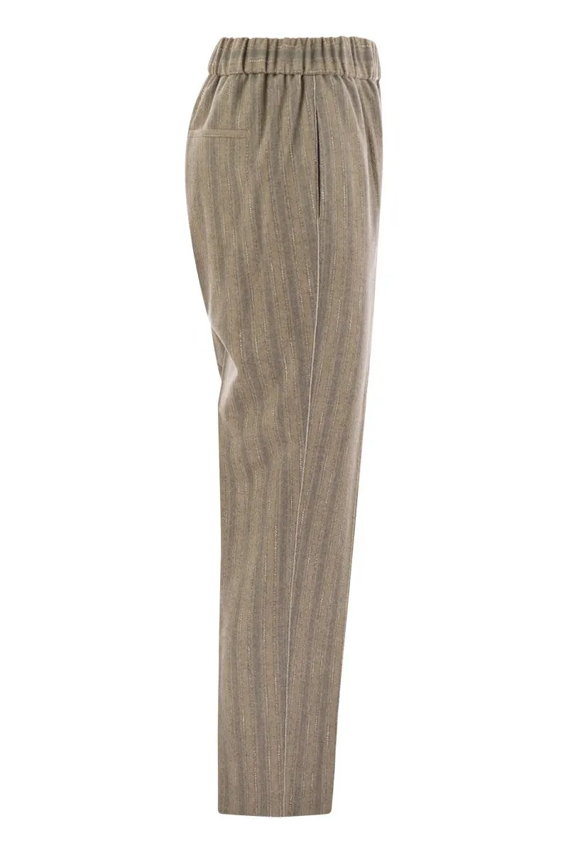 Striped Wool Blend Trousers