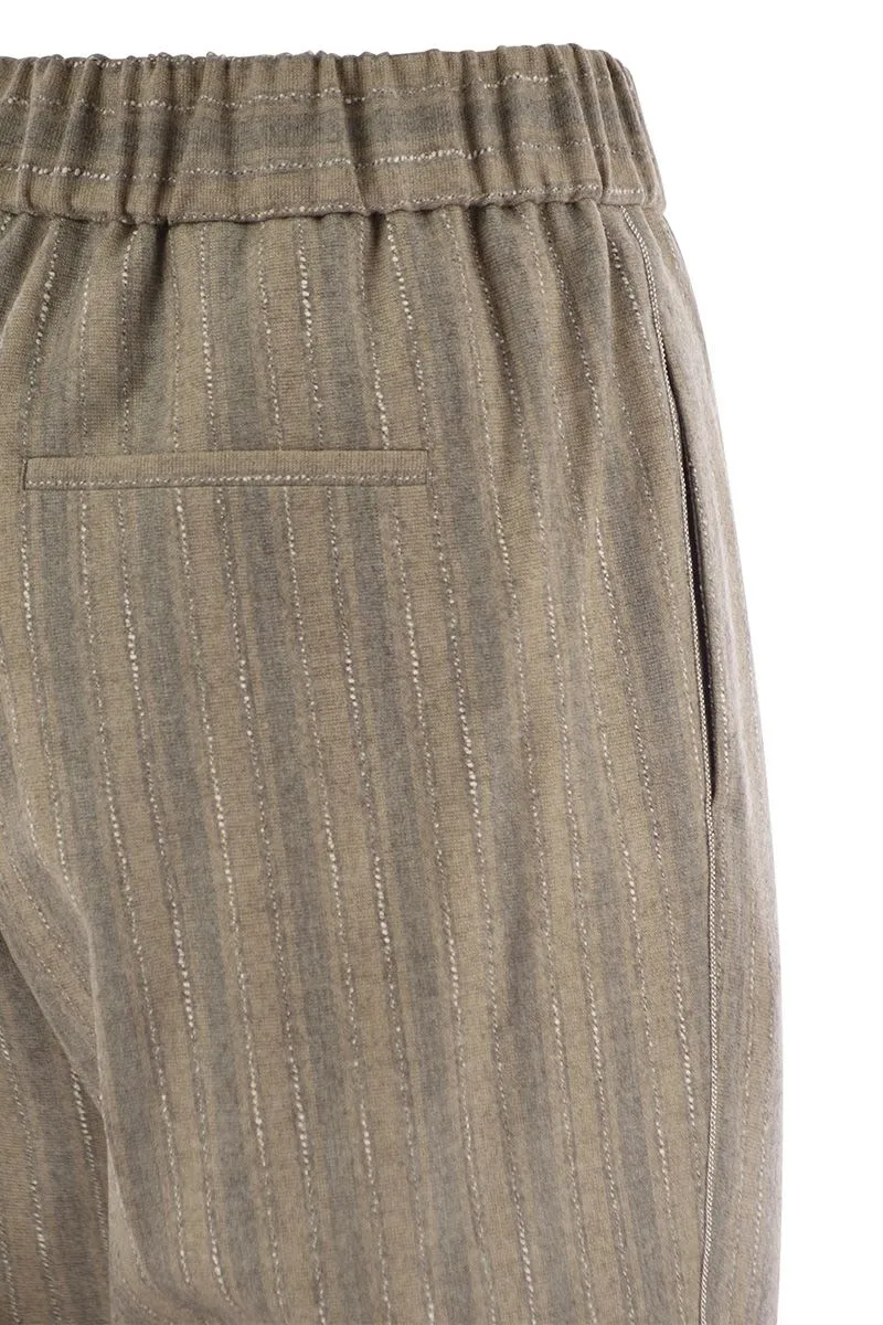 Striped Wool Blend Trousers