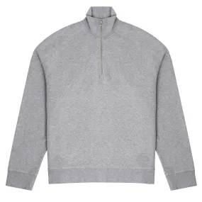 Women's Half Zip Grey Sweatshirt - Sunspel