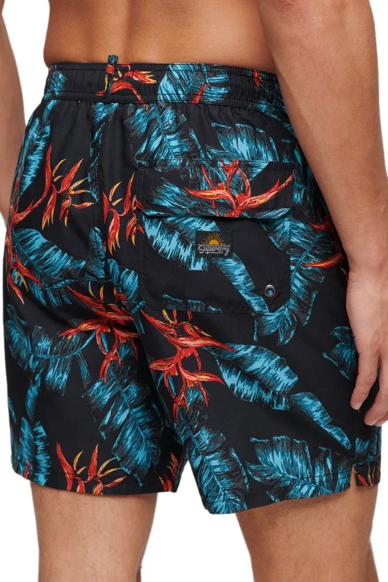 Superdry Dark Navy Fire Hawaiian Print Swim Shorts