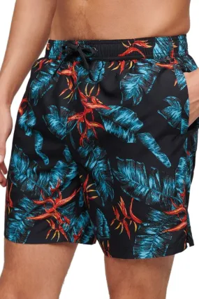 Superdry Dark Navy Fire Hawaiian Print Swim Shorts