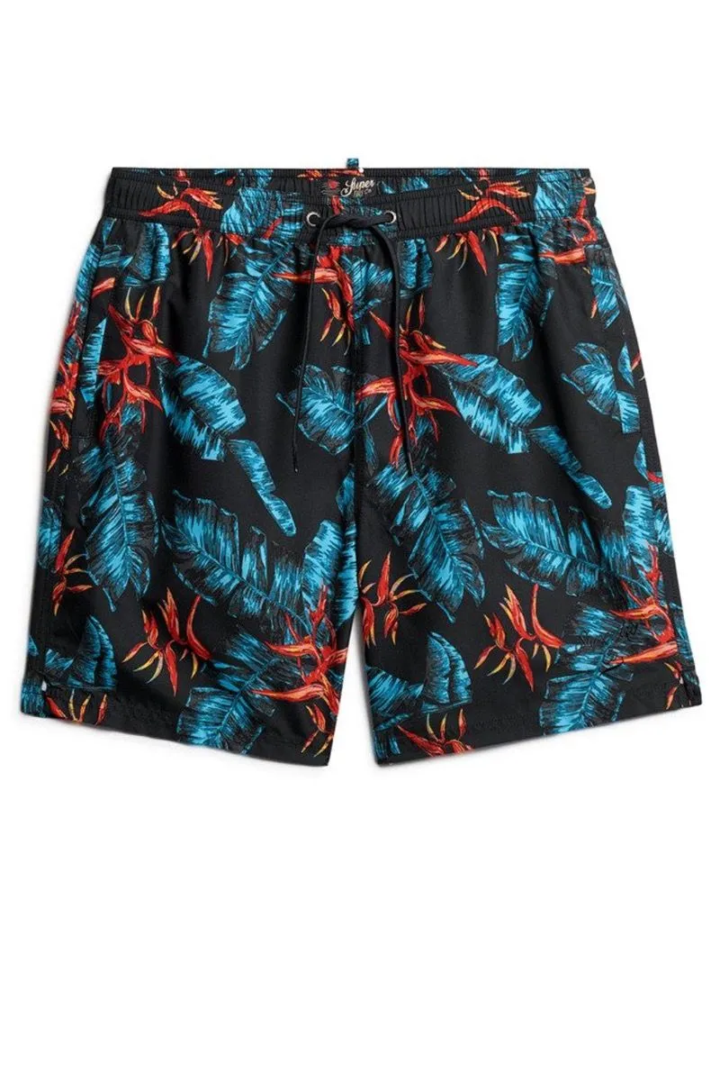 Superdry Dark Navy Fire Hawaiian Print Swim Shorts