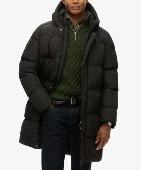 Black Hooded Sports Puffer Mid Length Jacket Superdry