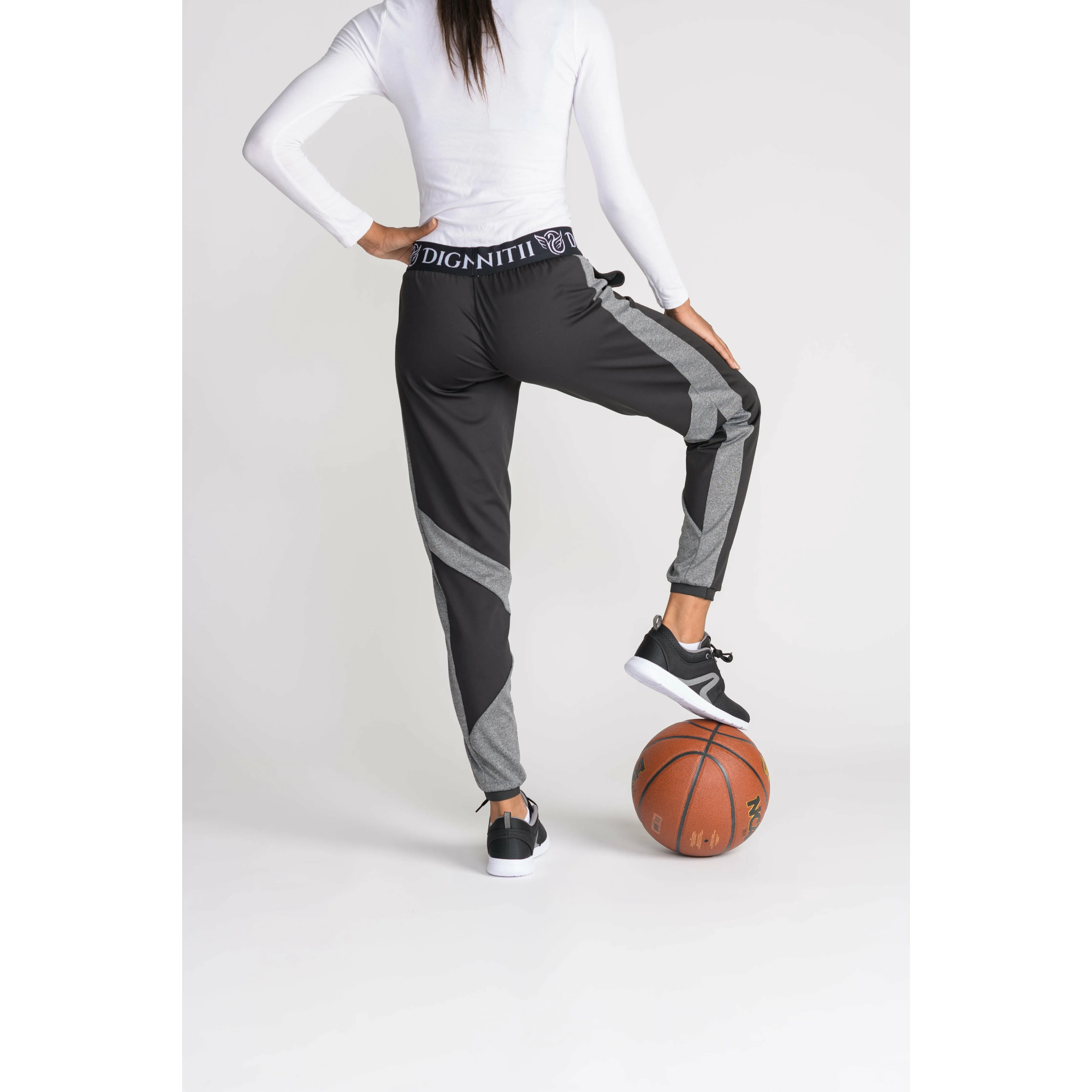 Tech Loose Leggings - Black & Grey Mesh -> Black Grey Mesh Tech Loose Leggings.