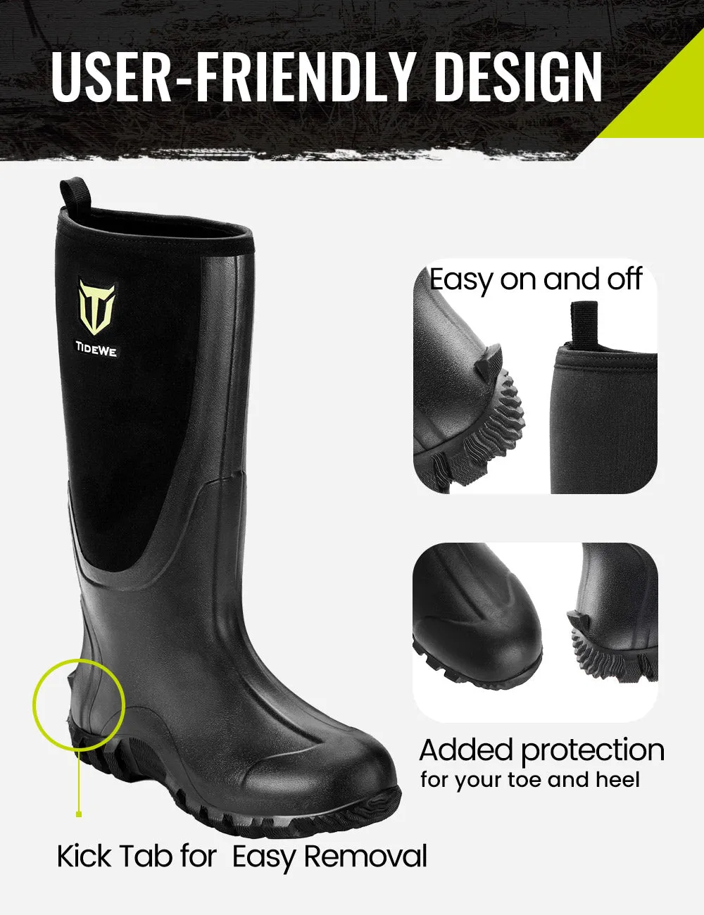 TideWe Rubber Boots with Steel Shank