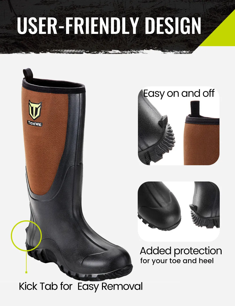 TideWe Rubber Boots with Steel Shank