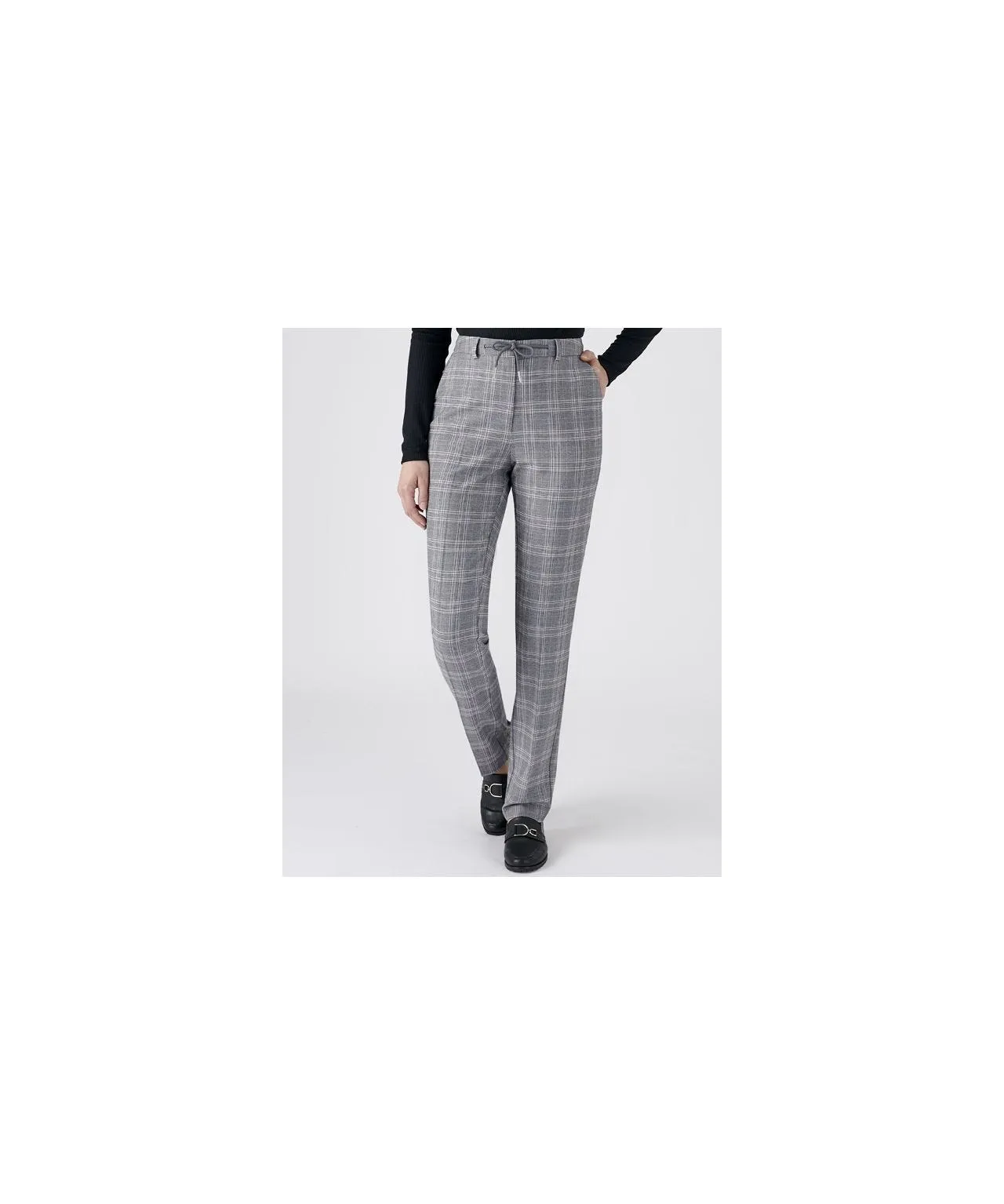 Check Tie-waist Trousers with Detail