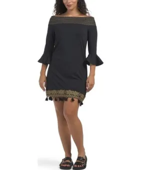 TJ Maxx UPF 50 Embroidered Off-Shoulder Dress Women