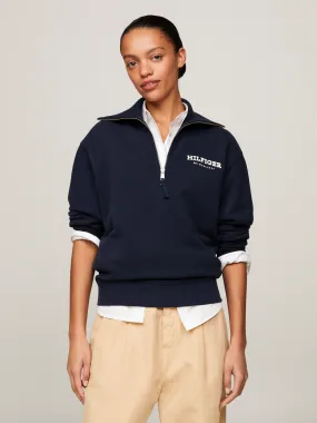 Tommy Hilfiger Monotype Flock Logo Half-Zip Sweatshirt - Sweatshirts & Hoodies