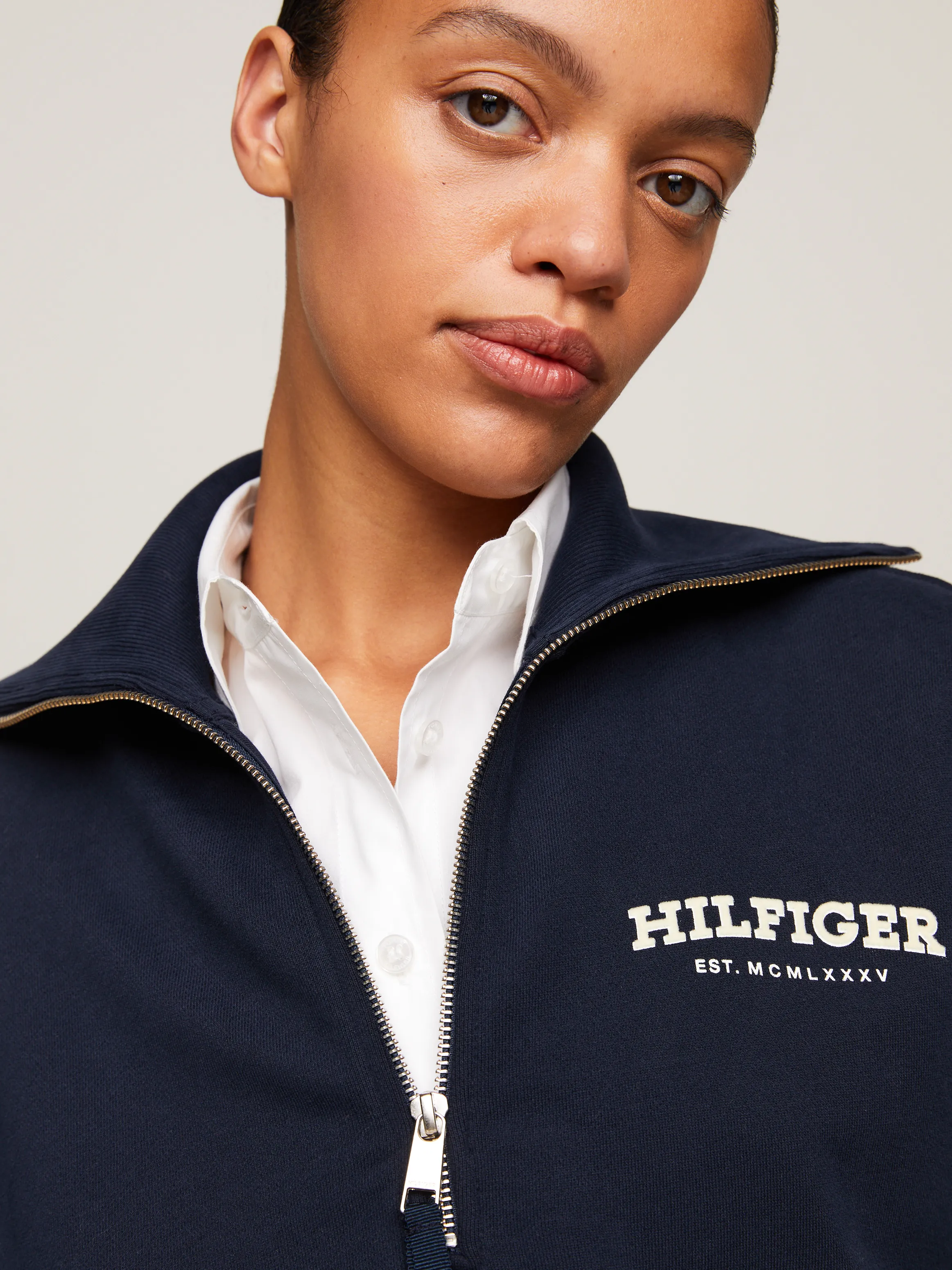 Tommy Hilfiger Monotype Flock Logo Half-Zip Sweatshirt - Sweatshirts & Hoodies