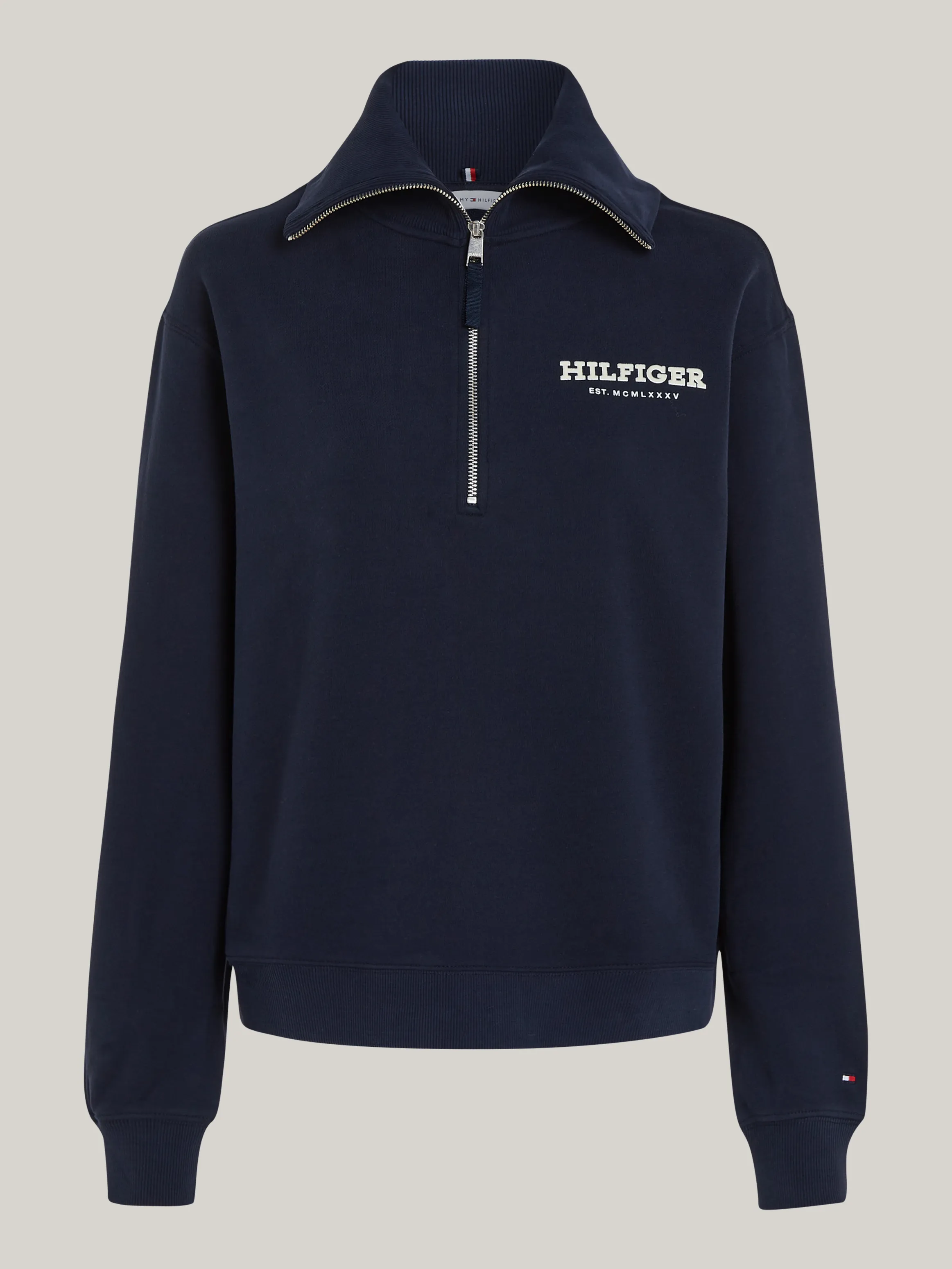 Tommy Hilfiger Monotype Flock Logo Half-Zip Sweatshirt - Sweatshirts & Hoodies