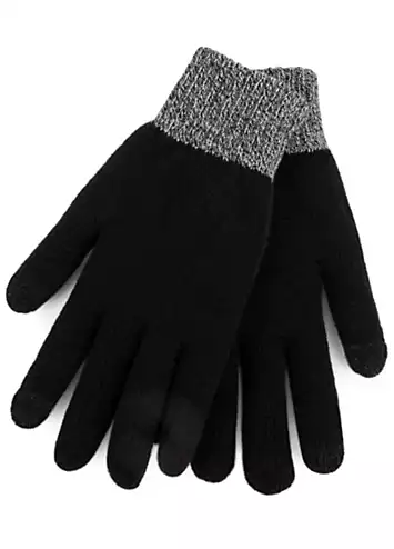 Totes Mens Stretch Black Knitted SmarTouch™ Gloves | Kaleidoscope